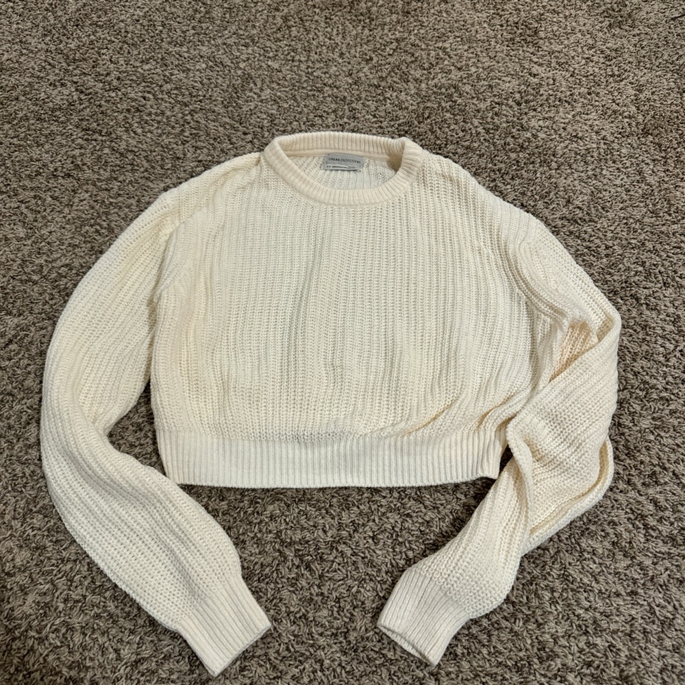 Urban Outfitters Cream Knit Cropped Sweater